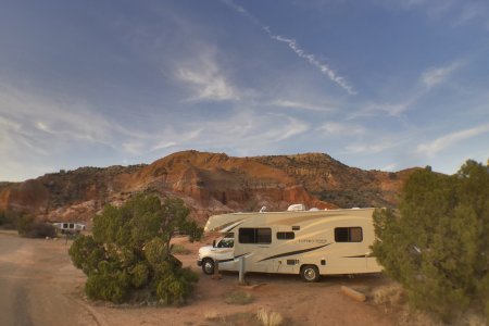 Onze camper staat er mooi bij in Palo Duro